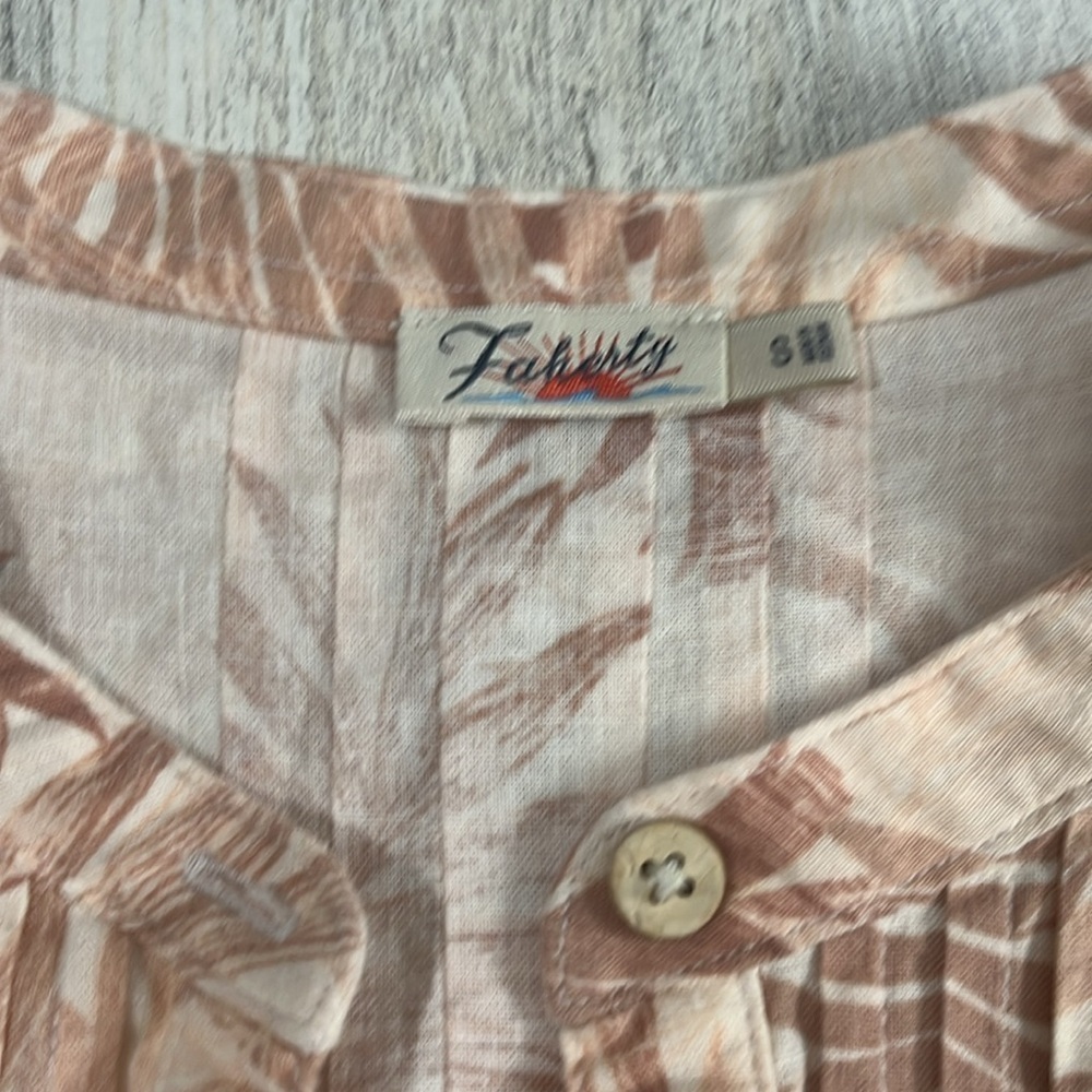 Faherty Gemina Linen Blend Shift Dress in Peach Palms Size Small - Picture 7 of 12